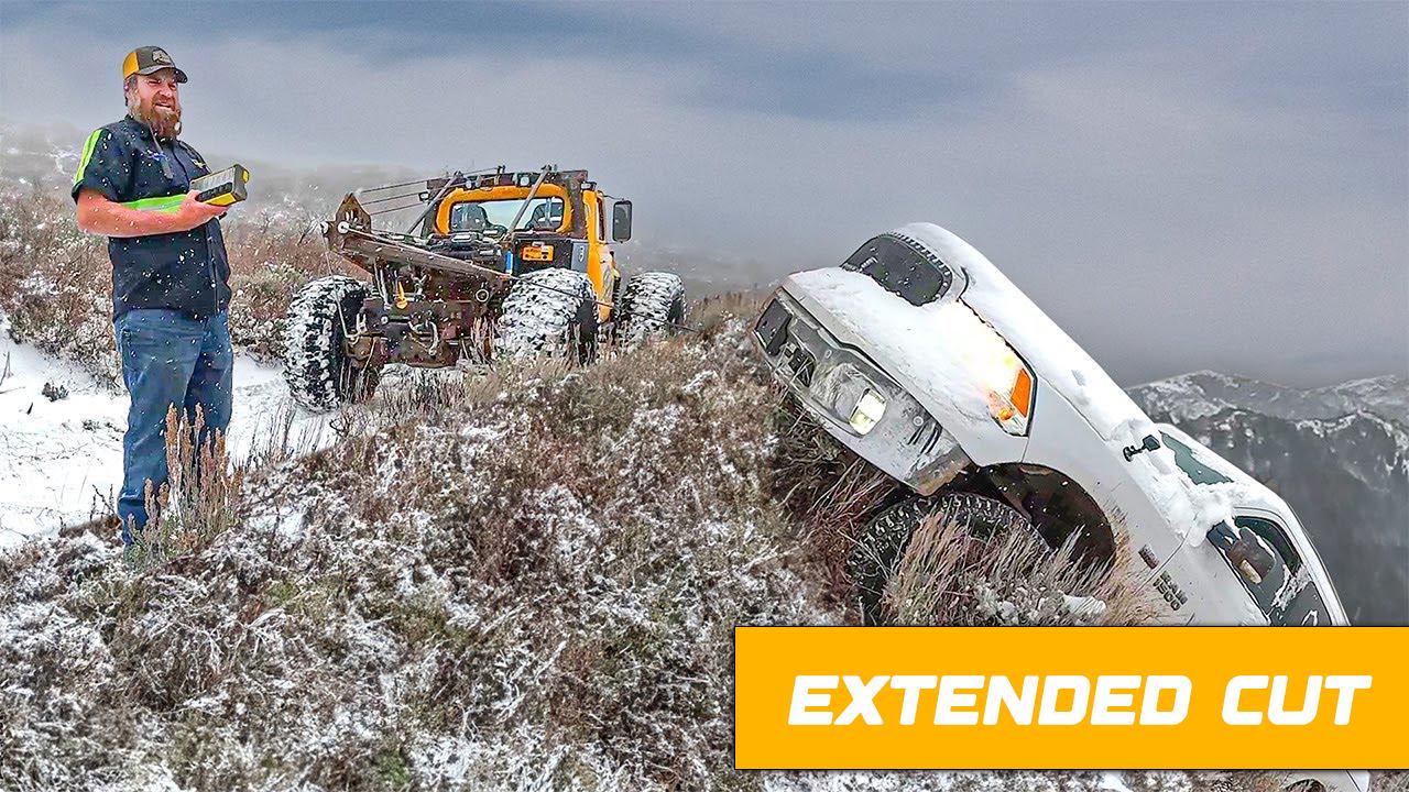 Snow Storm Launches Ram Truck Off Mountain Trail!