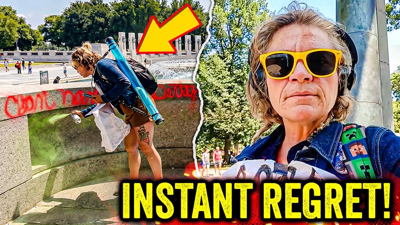 Woke Woman VANDALIZES WWII Memorial in DC, Then THIS HAPPENED…noads