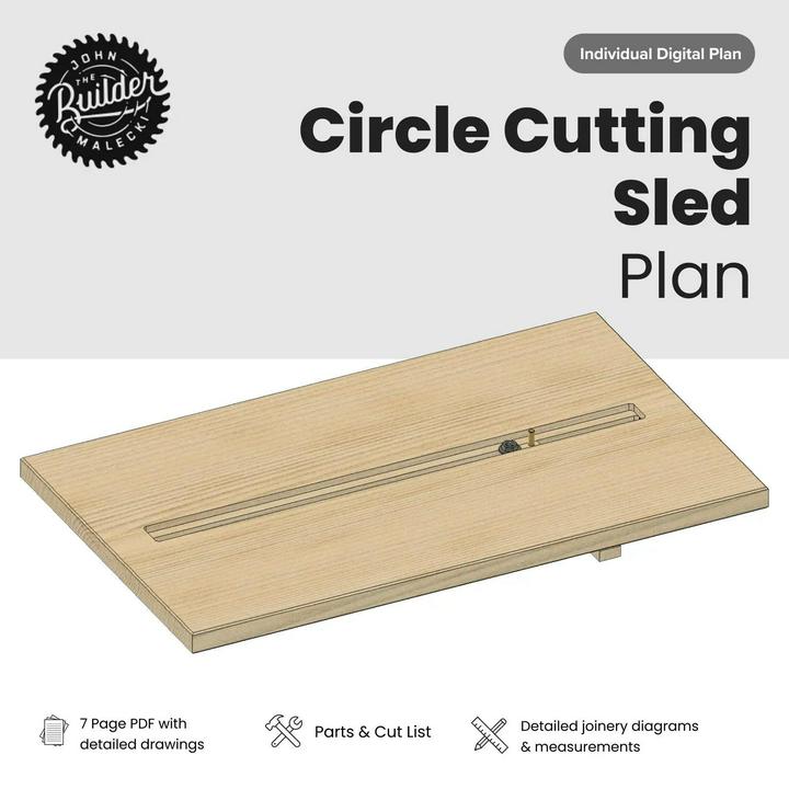 The key to cutting precise, consistent circles is this Circle Cutting Sled Plan. We love this plan because it's a: