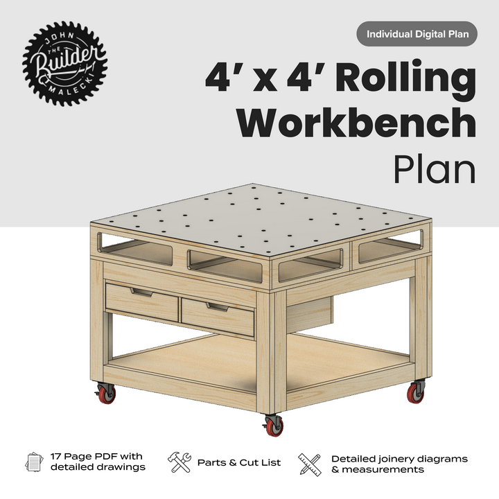 4'x4' Beginner Workbench with Storage Plan